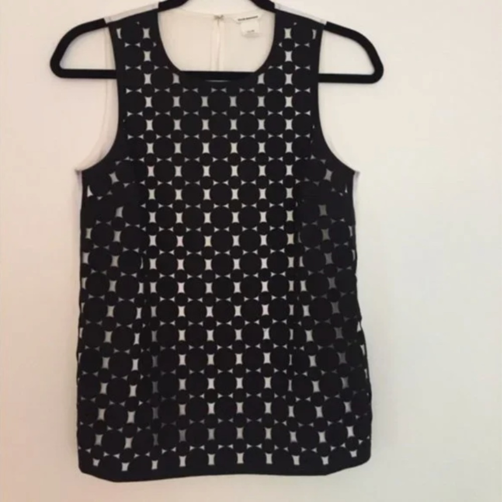 Club Monaco Black White Geometric Patterned Tank Top Sleeveless Blouse [XS]